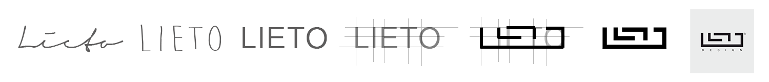 Evoluzione del marchio LIETOdesign: dalla firma scritta a mano al logo, passando per il carattere, la griglia e la costruzione geometrica
